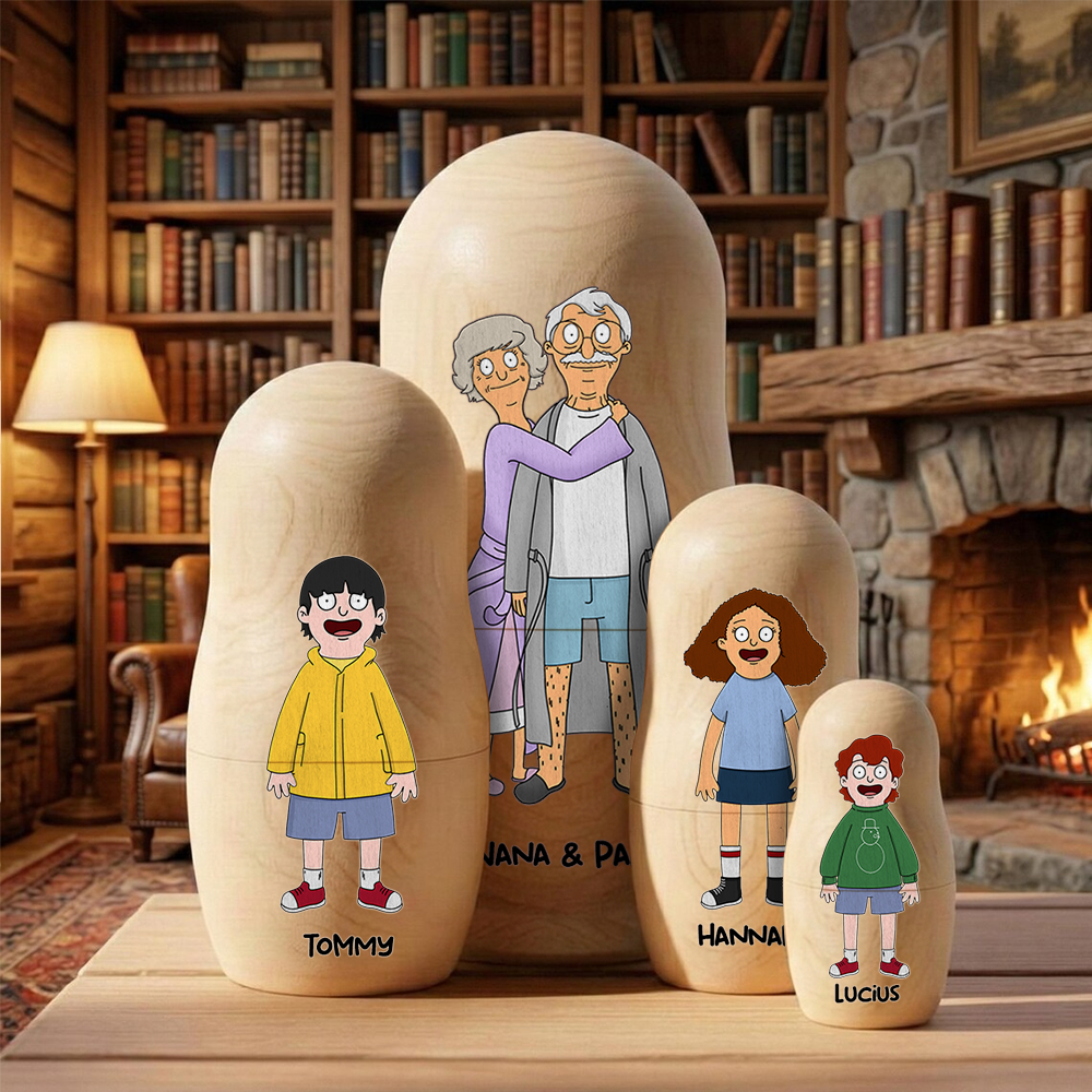 Quirky Family Wooden Nesting Dolls - Personalized Father's Day Gifts 041qhhu090426