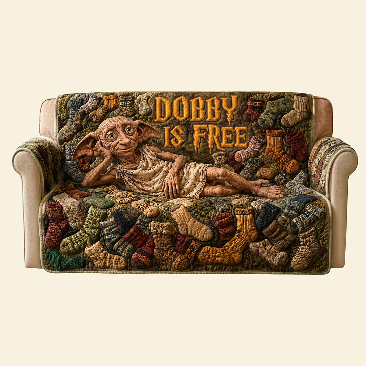 Chill Resting Elf Quilted Sofa Cover, Personalized Gifts 02qhta090726