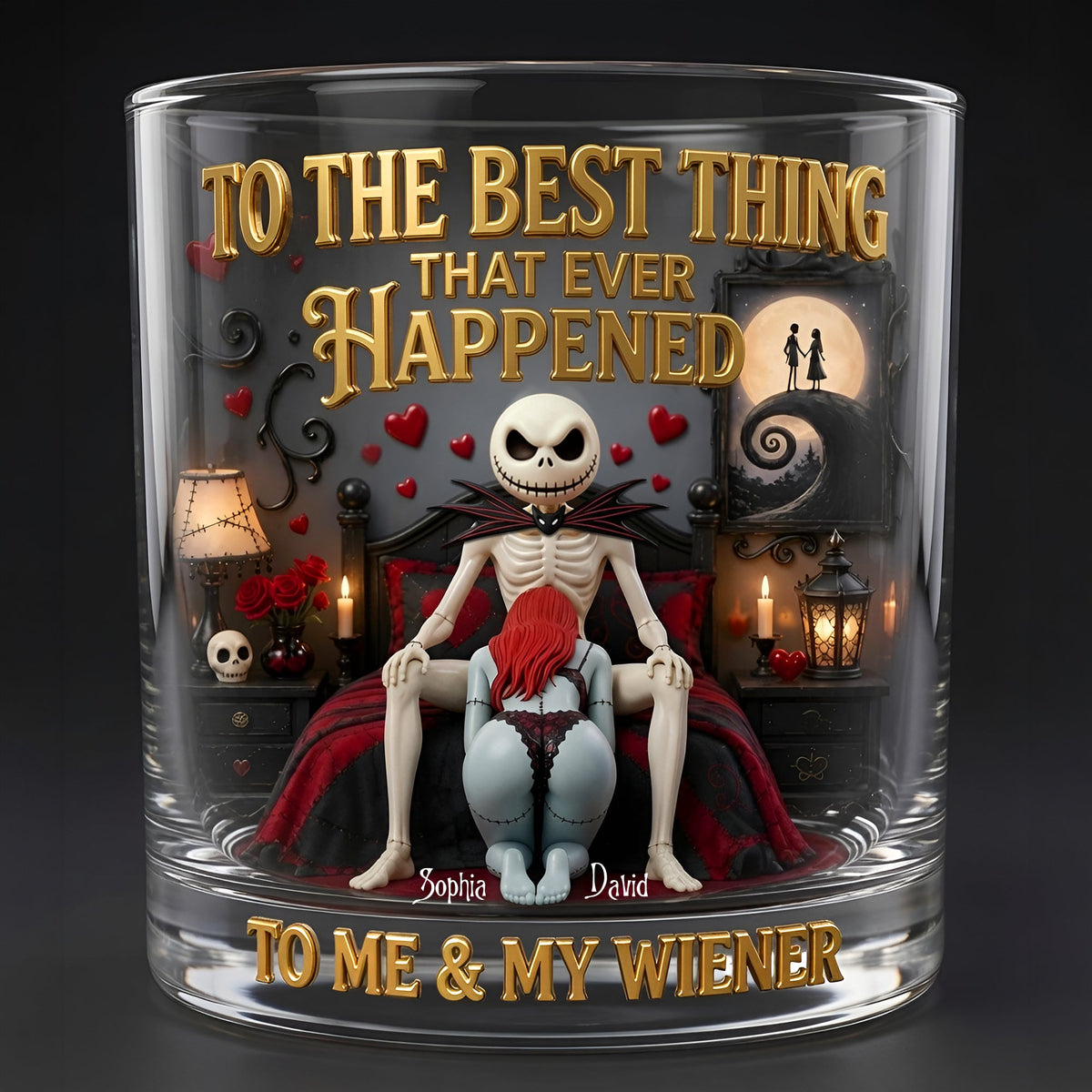 Naughty Gothic Couple Round Glass - Personalized Gifts For Couple 05tylu080626