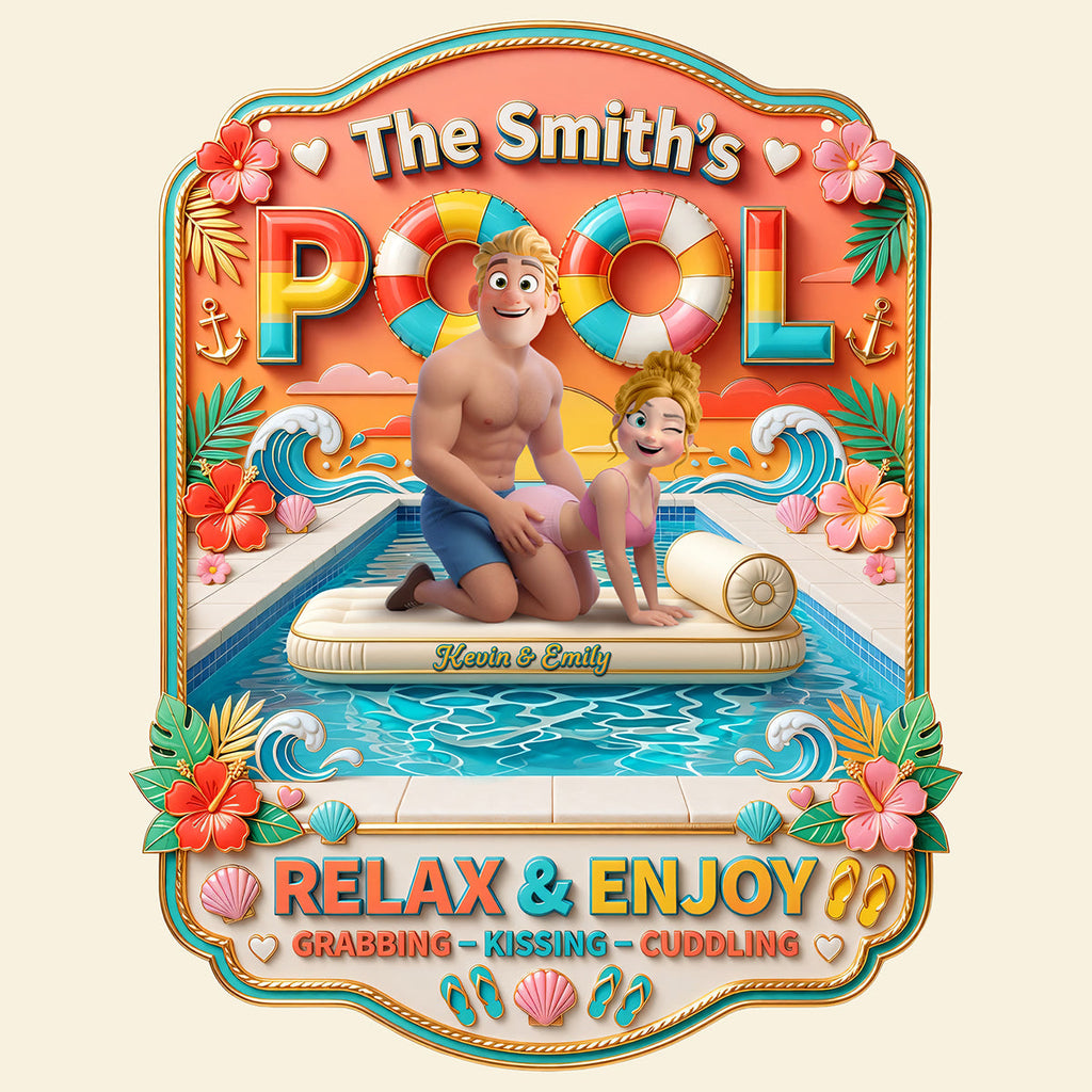 Funny Couple Pool Metal Sign - Personalized Gifts For Couple 03tota190626