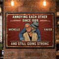 Custom Photo Vintage Sketch Annoying Each Other For Years - Personalized Metal Sign