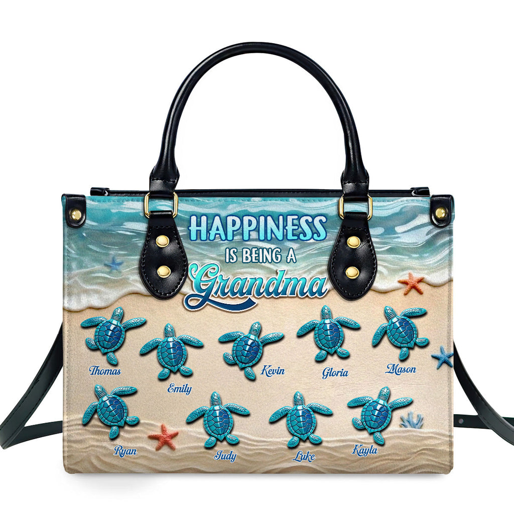 Happiness Is Being A Grandma - Personalized Leather Handbag