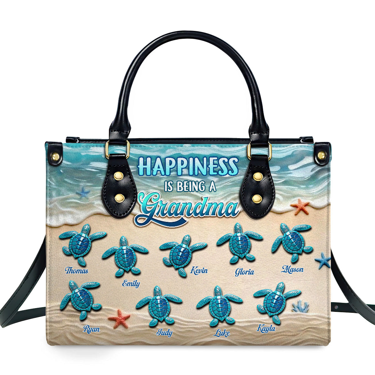 Happiness Is Being A Grandma - Personalized Leather Handbag