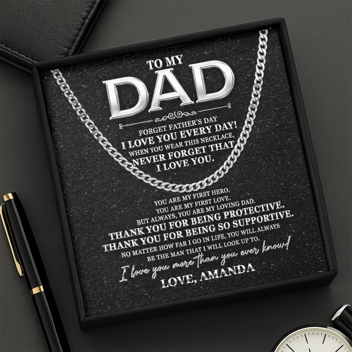 Never Forget That I Love You Dad - Personalized Men's Cuban Link Chain