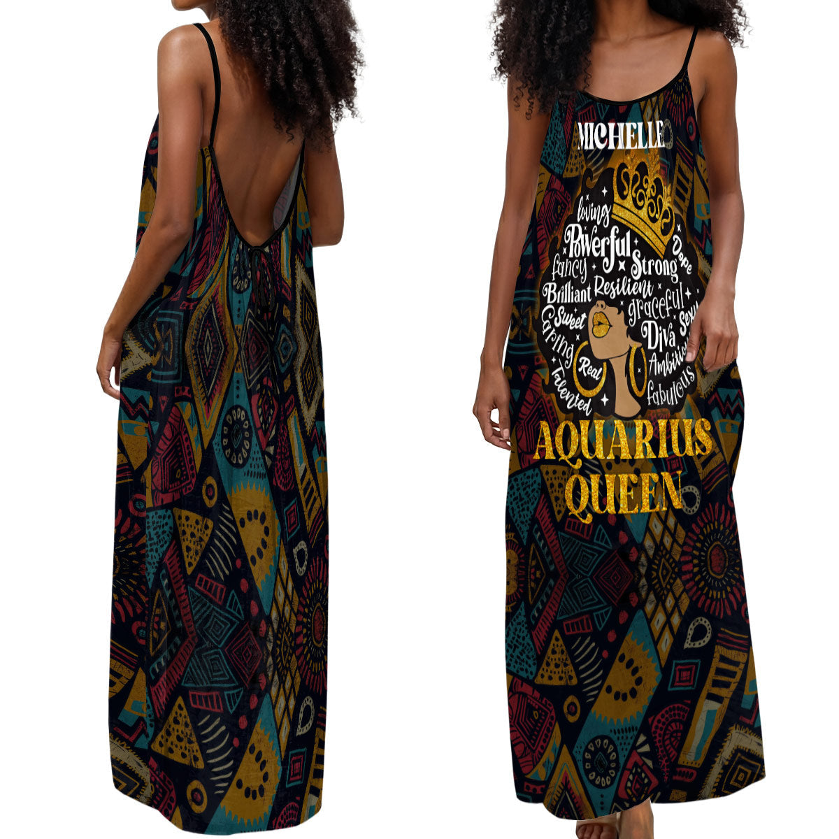 Zodiac Queen - Personalized Backless Cami Maxi Dress