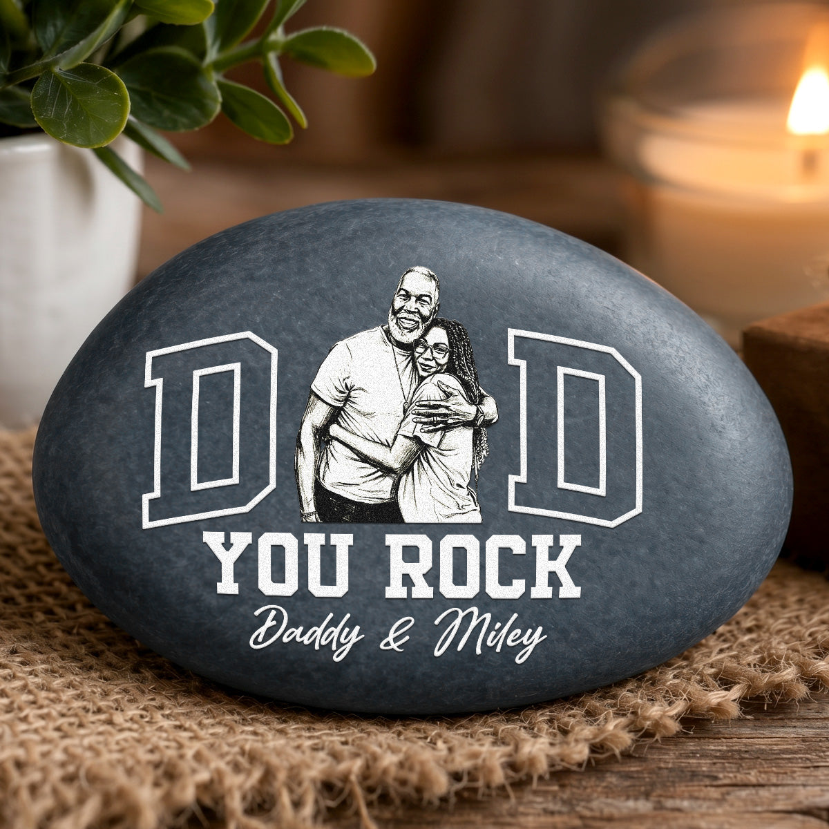 Custom Photo Pencil Sketch You Rock - Personalized Printed Rock
