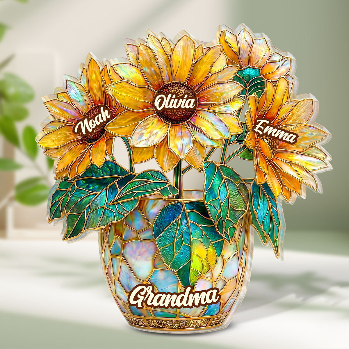 Sunflower Love For Grandma - Personalized Custom Shaped Acrylic Plaque
