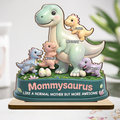 Mommysaurus More Awesome - Personalized 2-Layer Wood Plaque With Flat Base