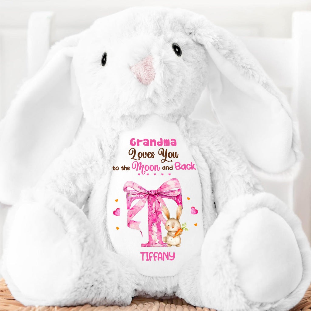 Grandma Loves You To The Moon And Back - Personalized Stuffed Bunny