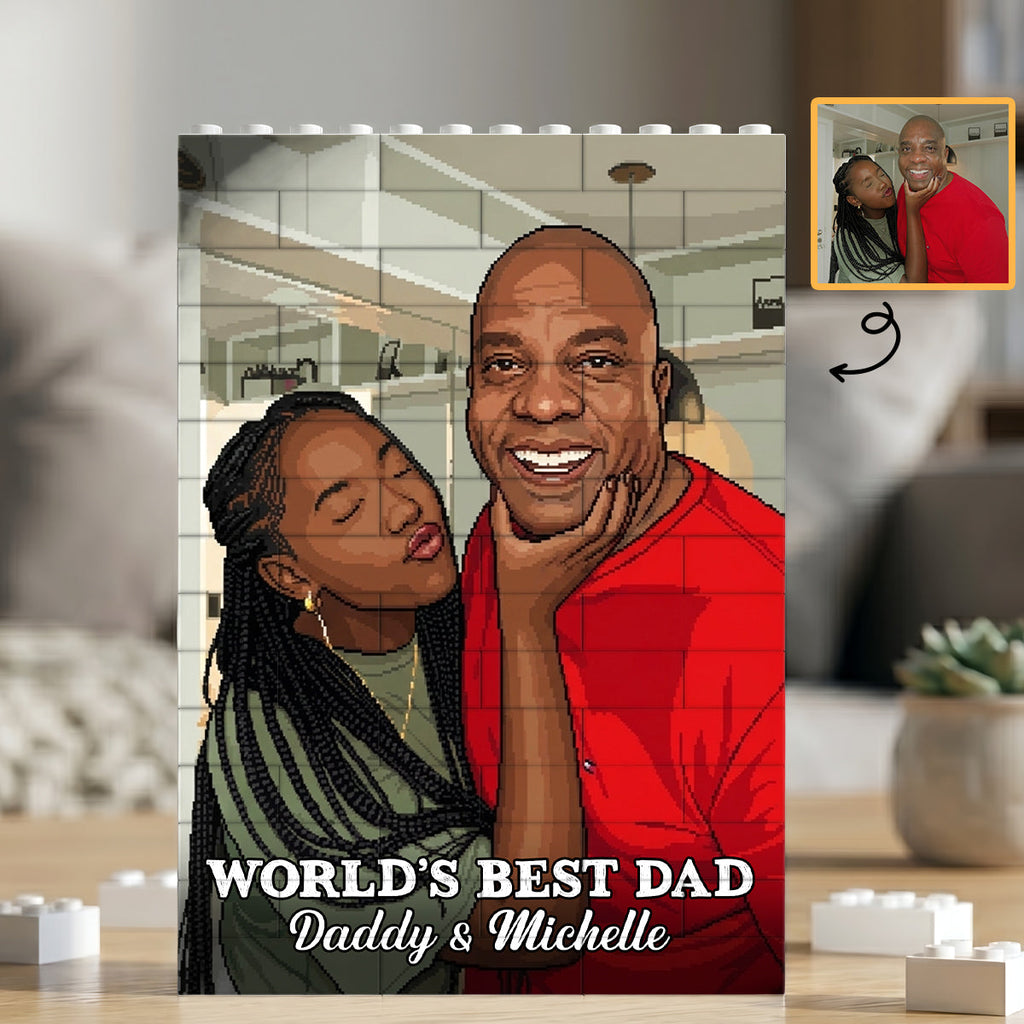 Custom Photo Pixel Arts Dad Grandpa Parents Family - Personalized Building Brick Puzzle