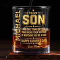 Watching You Being A Dad - Personalized Round Whiskey Glass