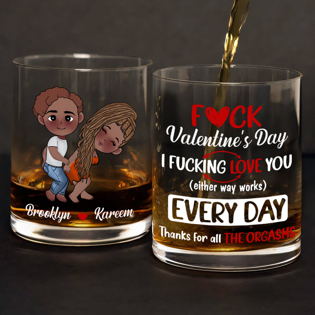 I Love You Either Way - Personalized Round Whiskey Glass