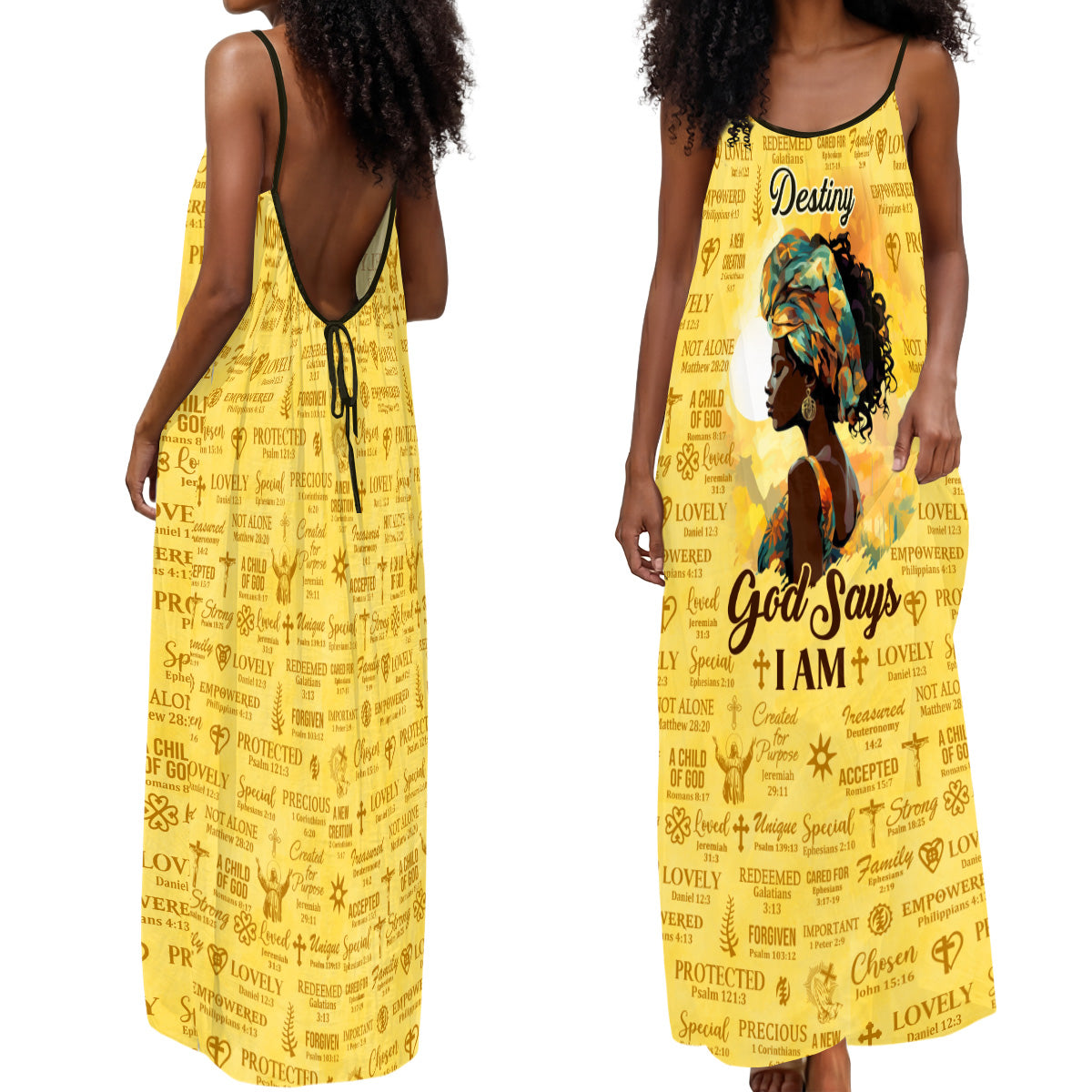 God Says I Am - Personalized Backless Cami Maxi Dress