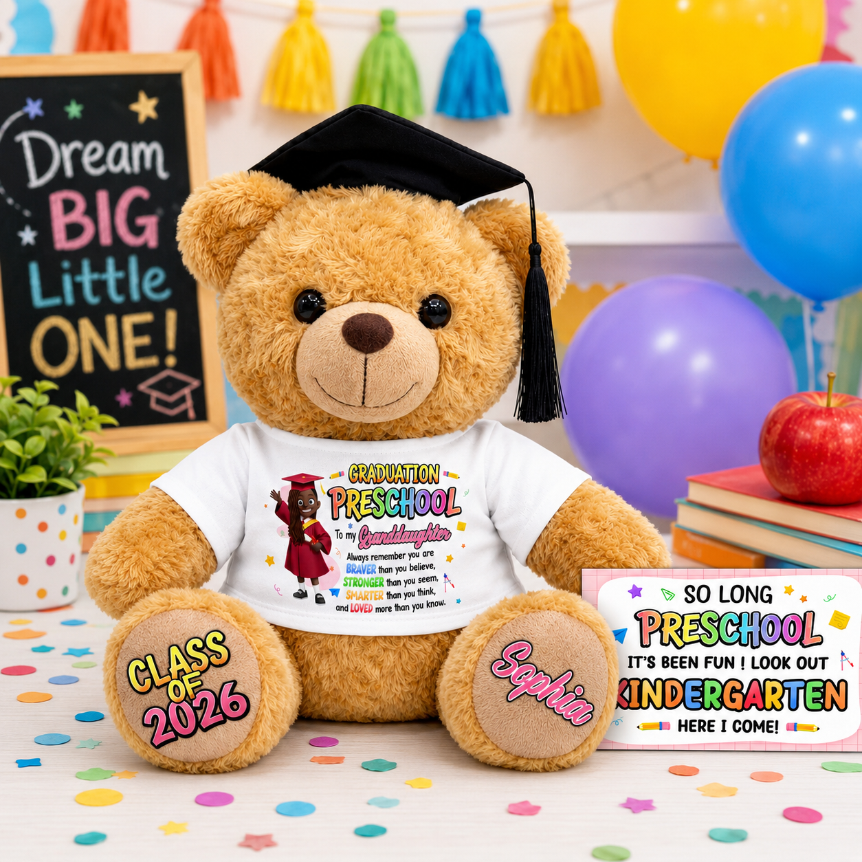 Preschool Kindergarten Graduation - Personalized Graduation Bear With Card