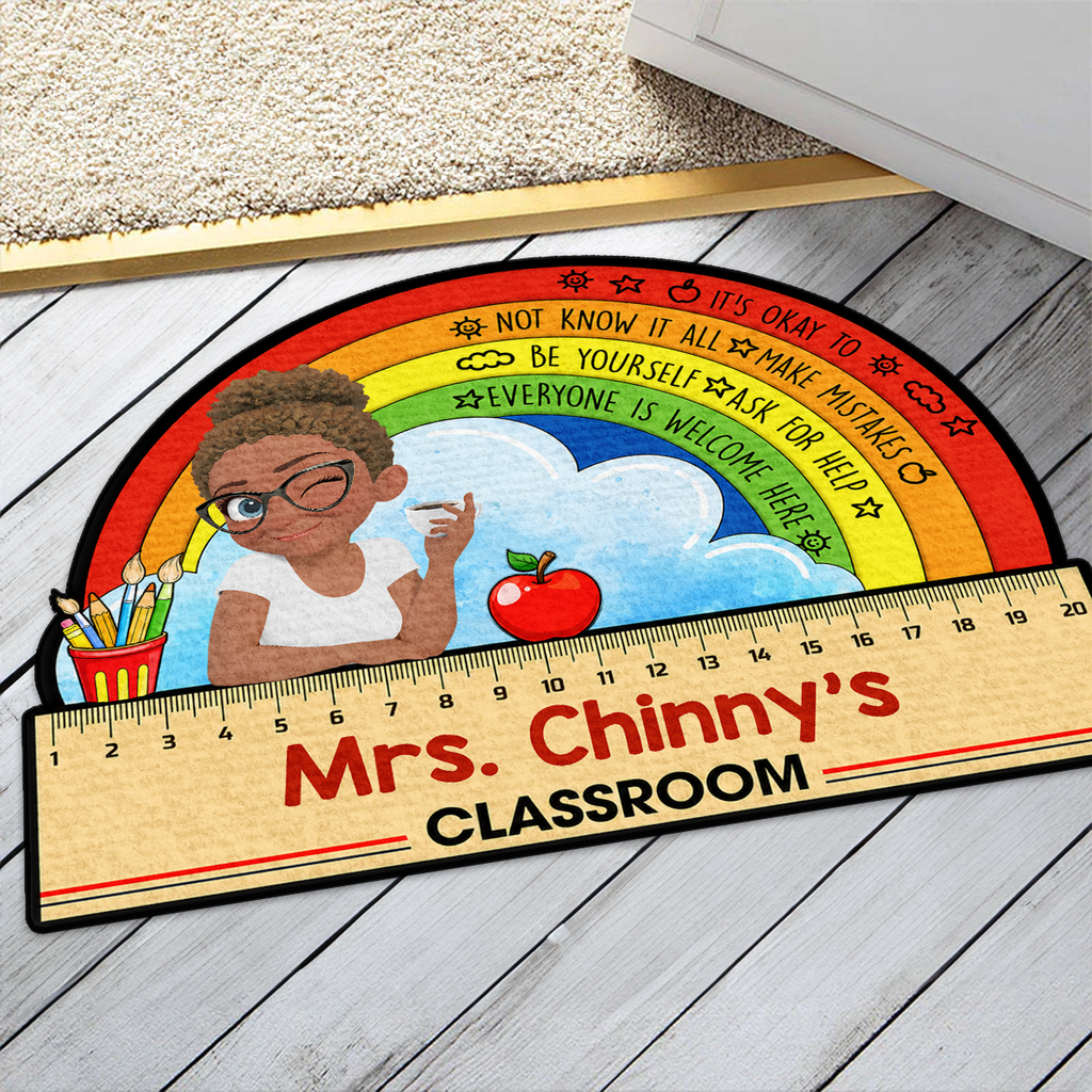 Everyone Is Welcome In My Classroom - Personalized Custom Shape Doormat
