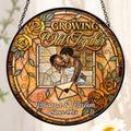 Growing Old Together Forever - Personalized Stained Glass Window Hanging Suncatcher