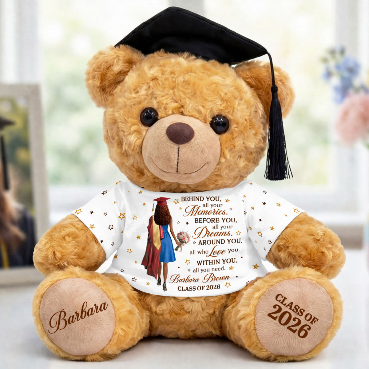 Behind You All Your Memories - Personalized Graduation Bear With Card