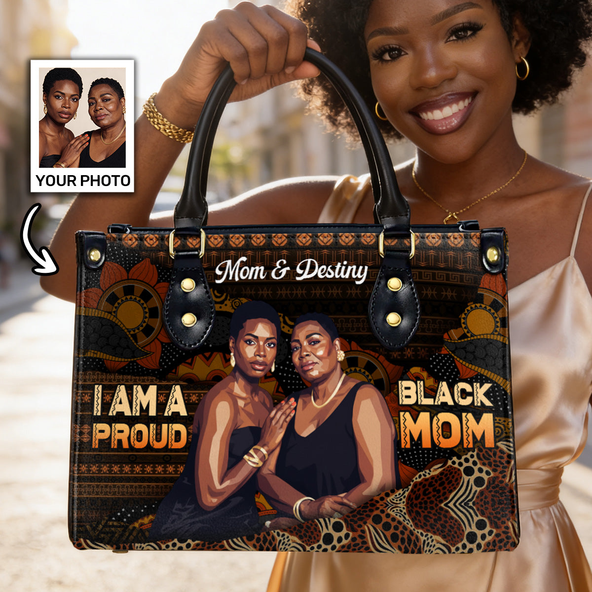 Proud Black Mom - Personalized Leather Handbag