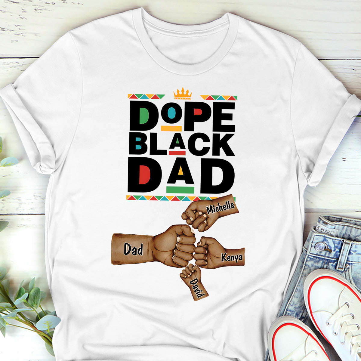 Dope Black Dad - Personalized 2D Unisex T-shirt