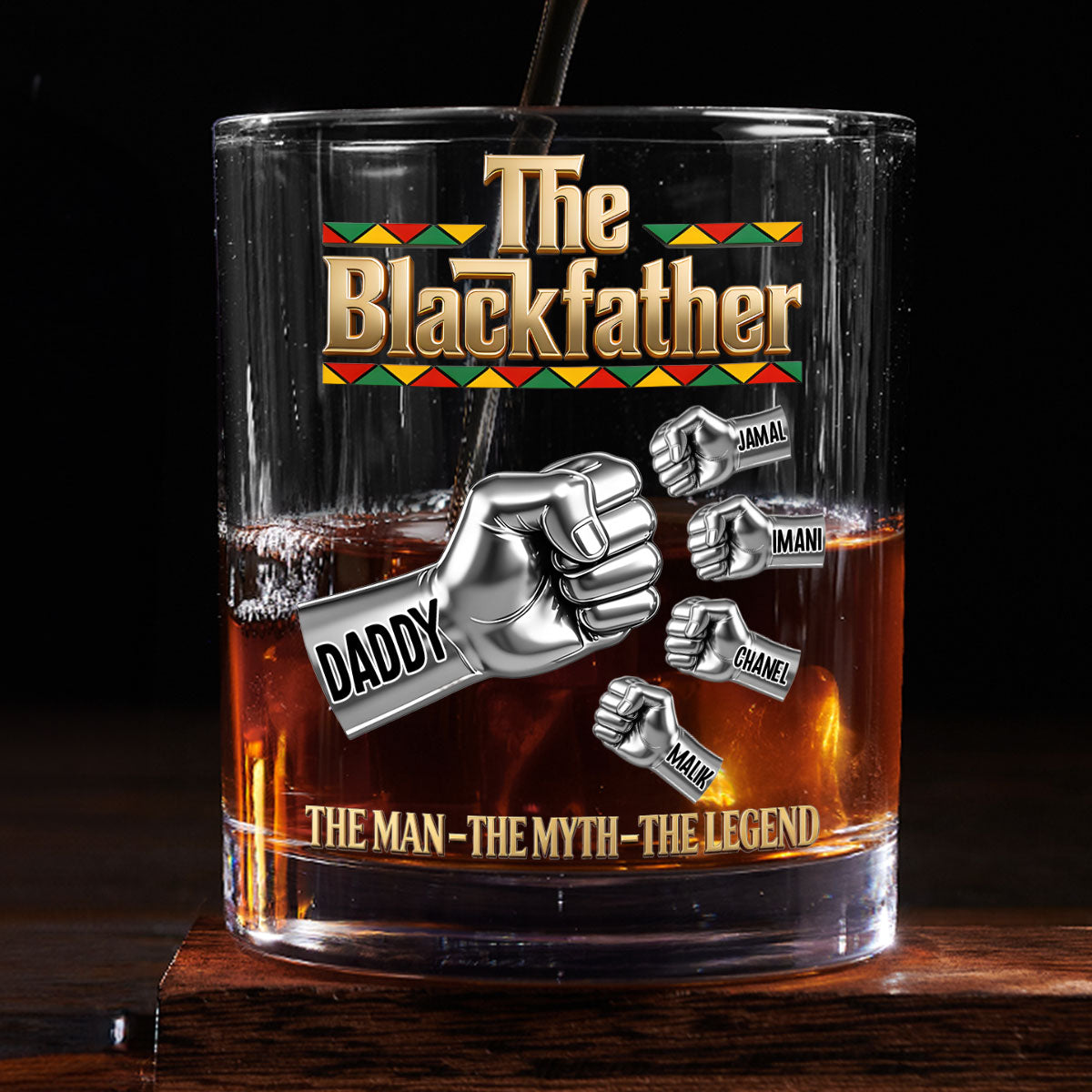 The Blackfather  - Personalized Round Whiskey Glass