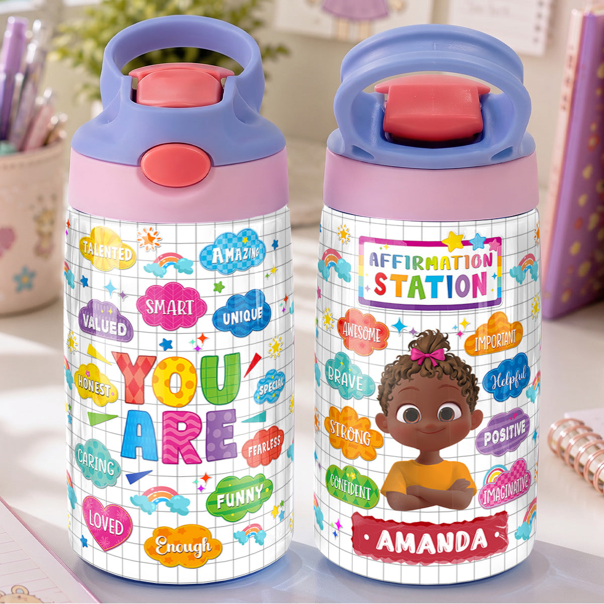 Affirmation Station - Personalized Kid Water Bottle