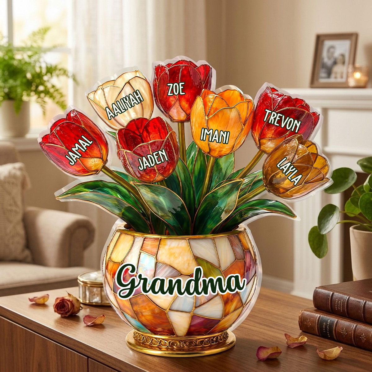 Grandma’s Blooming Love - Personalized Custom Shaped Acrylic Plaque
