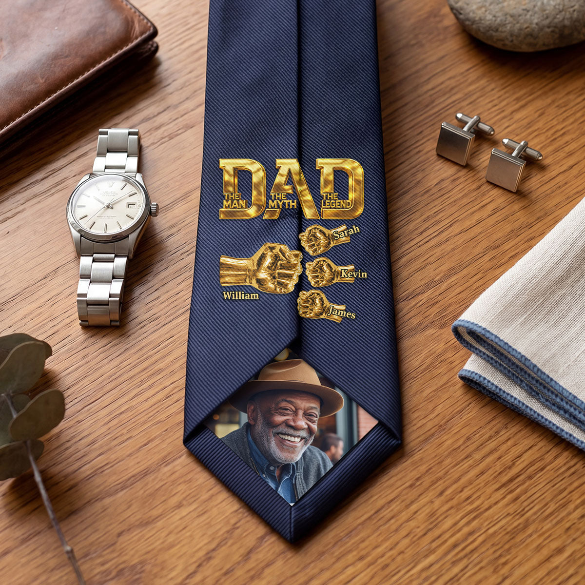 Proud Black Dad - Personalized Men Tie