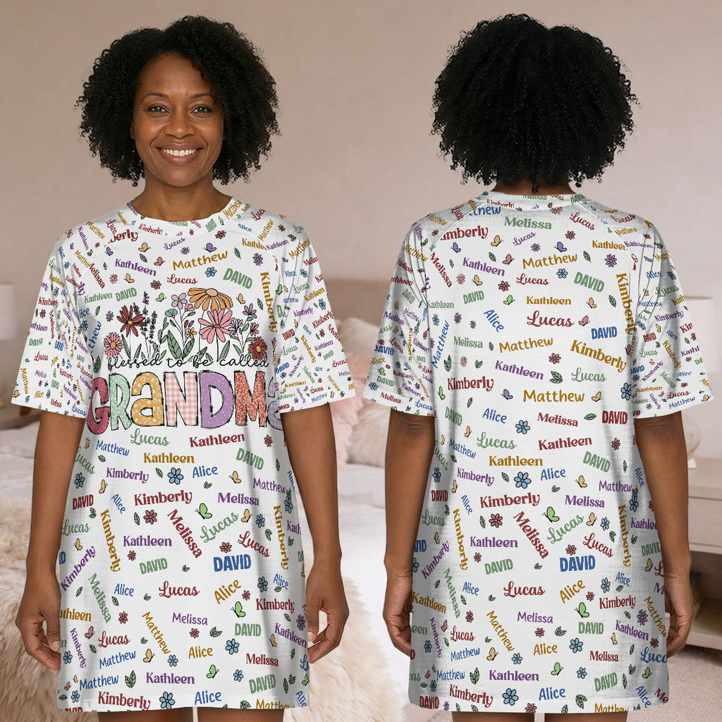 Blessed To Be Called Grandma Colorful - Personalized Sleep Tee