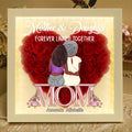 Mother And Daughter Forever Linked Together - Personalized Heart Flower Shadow Box