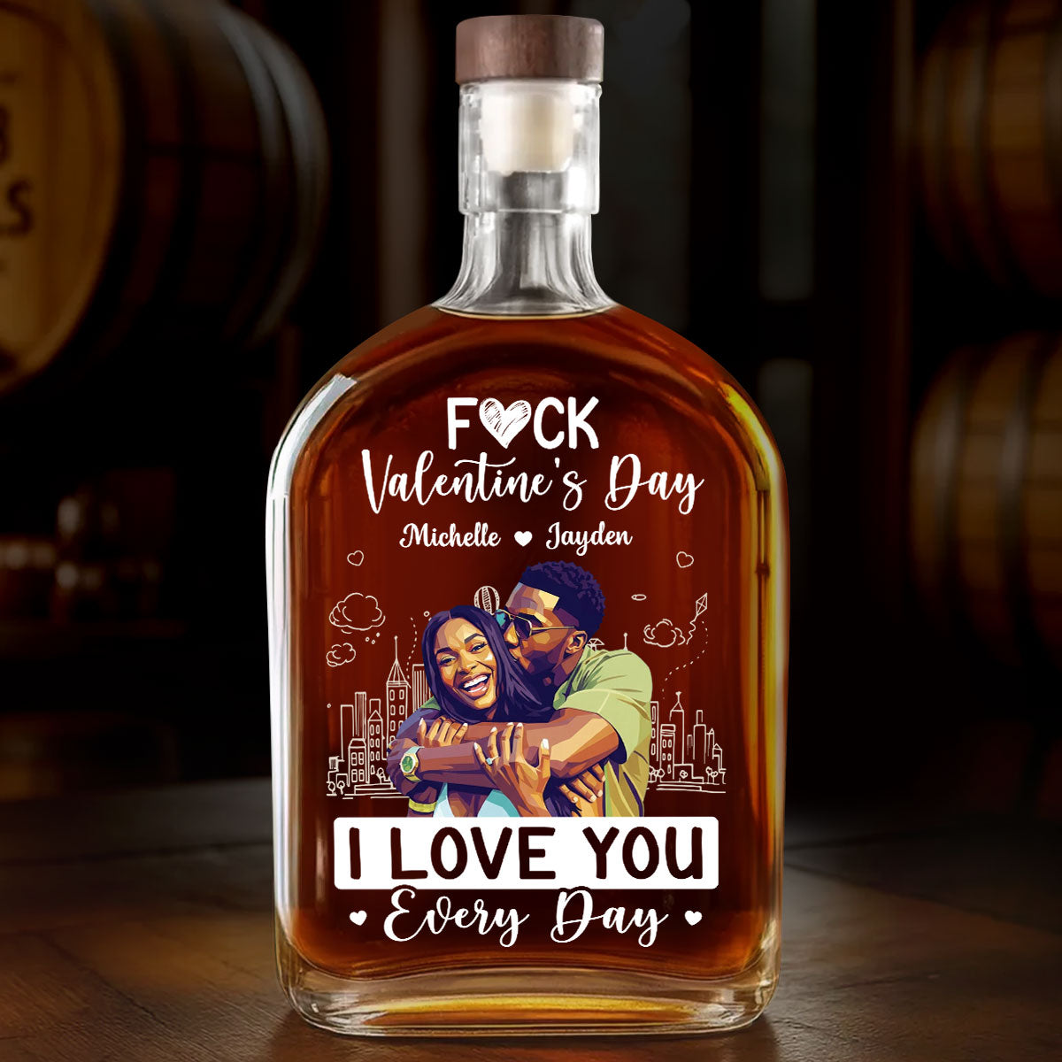 I Love You Everyday Art Ver - Personalized Whiskey Bottle