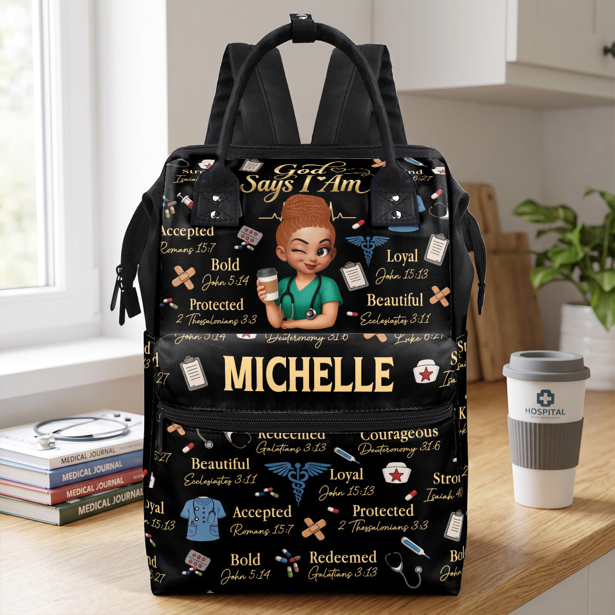 God Says I Am A Nurse - Personalized Duckbilled Backpack