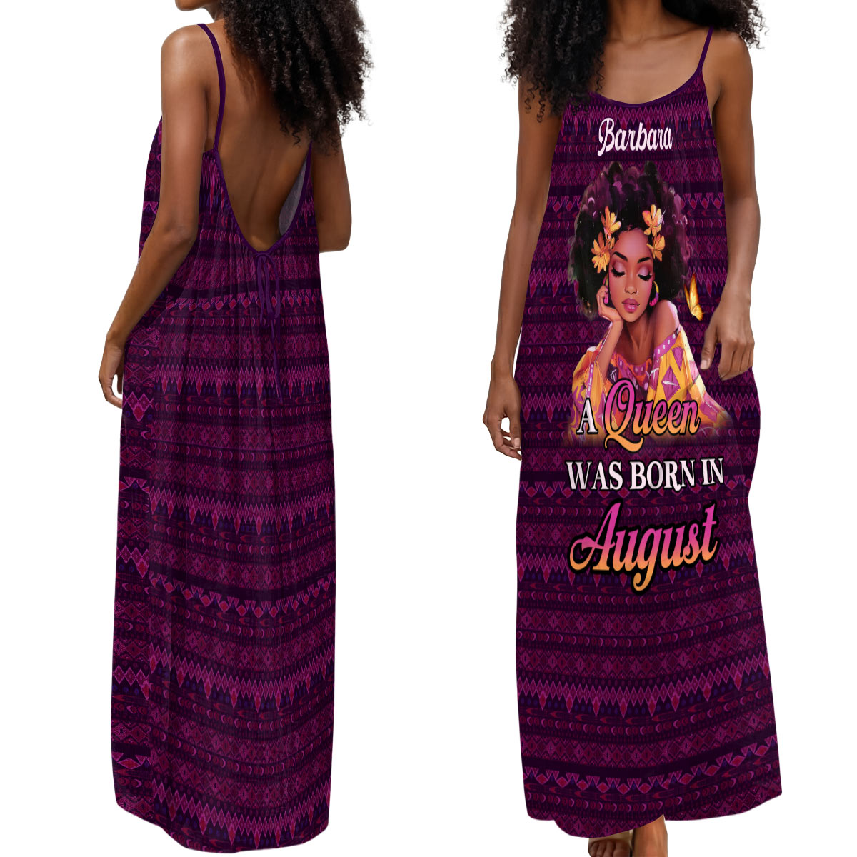 Black Queen - Personalized Backless Cami Maxi Dress