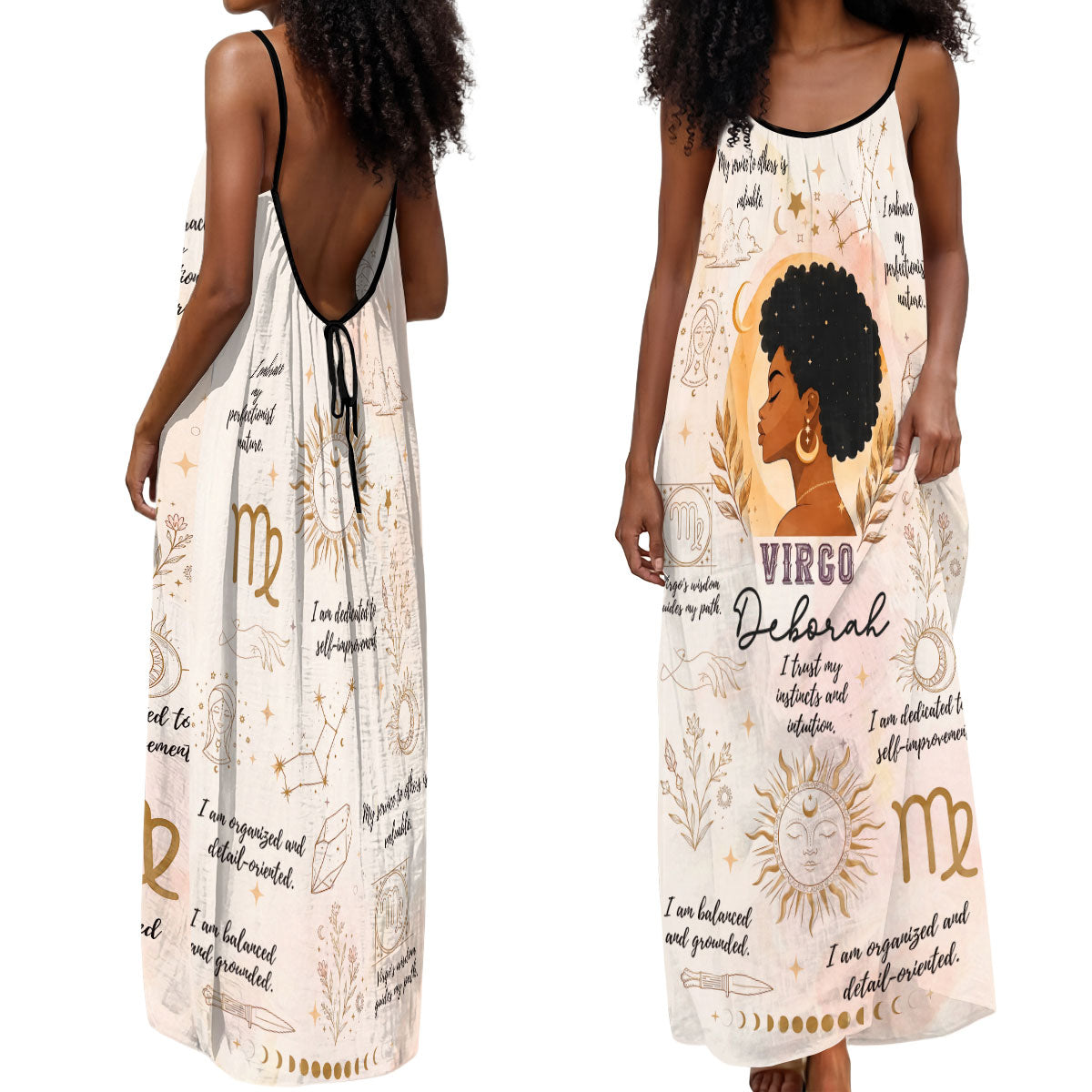 12 Zodiac Signs Ver 2 - Personalized Backless Cami Maxi Dress