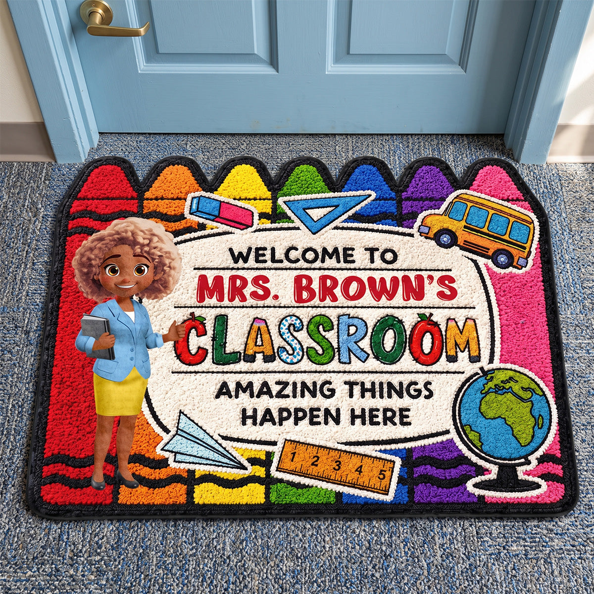 Welcome To My Classroom - Personalized Custom Shape Doormat