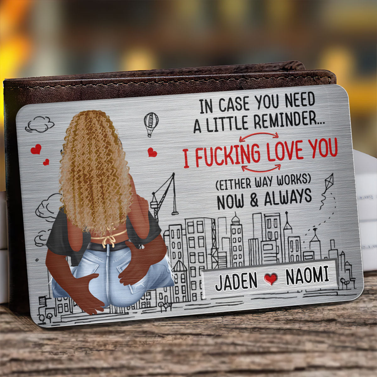 I Love You Now And Always - Personalized Aluminum Wallet Card
