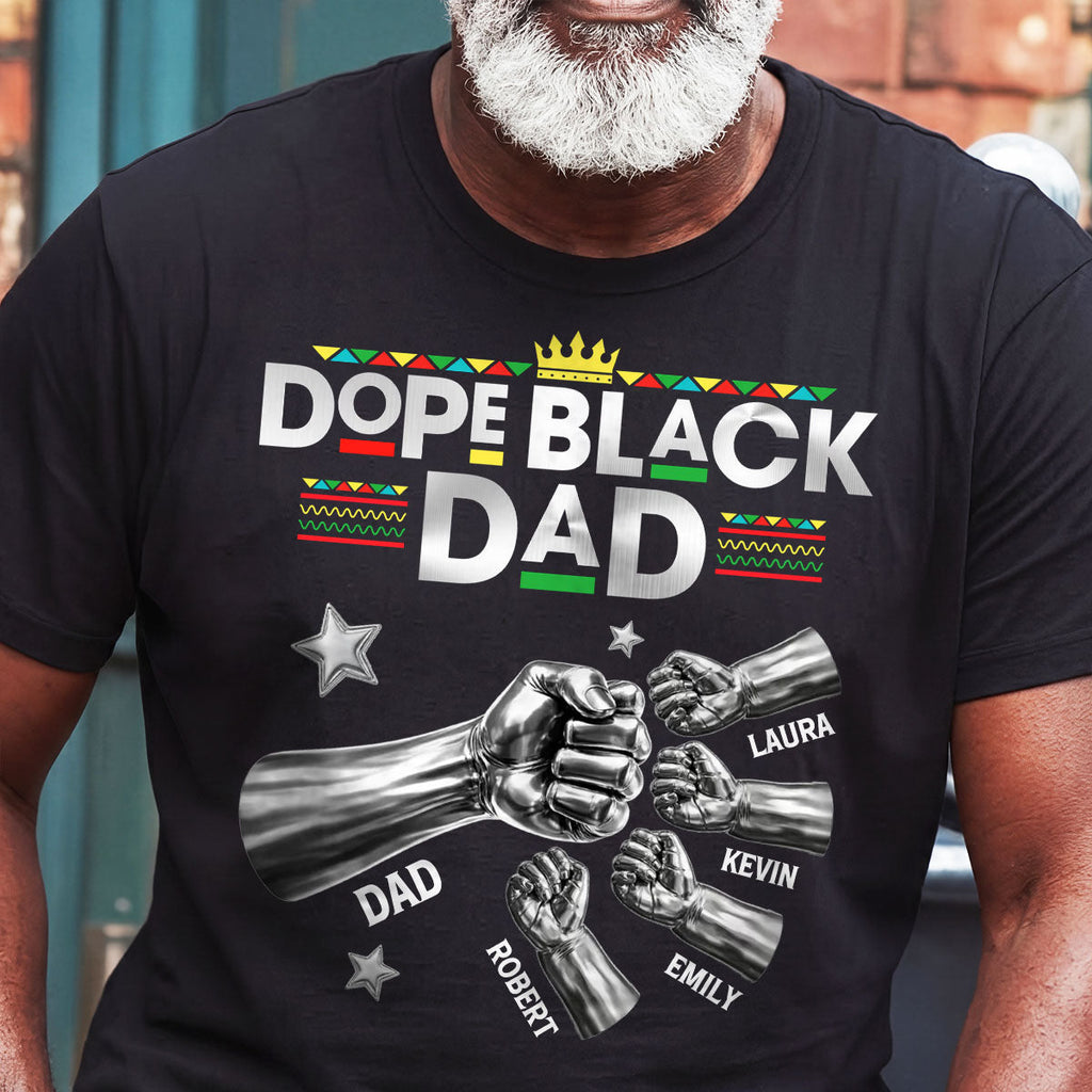Dope Black Dad Fist Bump New Version Gift For Dad, Husband - Personalized 2D Unisex T-shirt