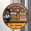 Custom Teacher in This Classroom Back to School Gift for Teachers - Personalized Wooden Door Sign