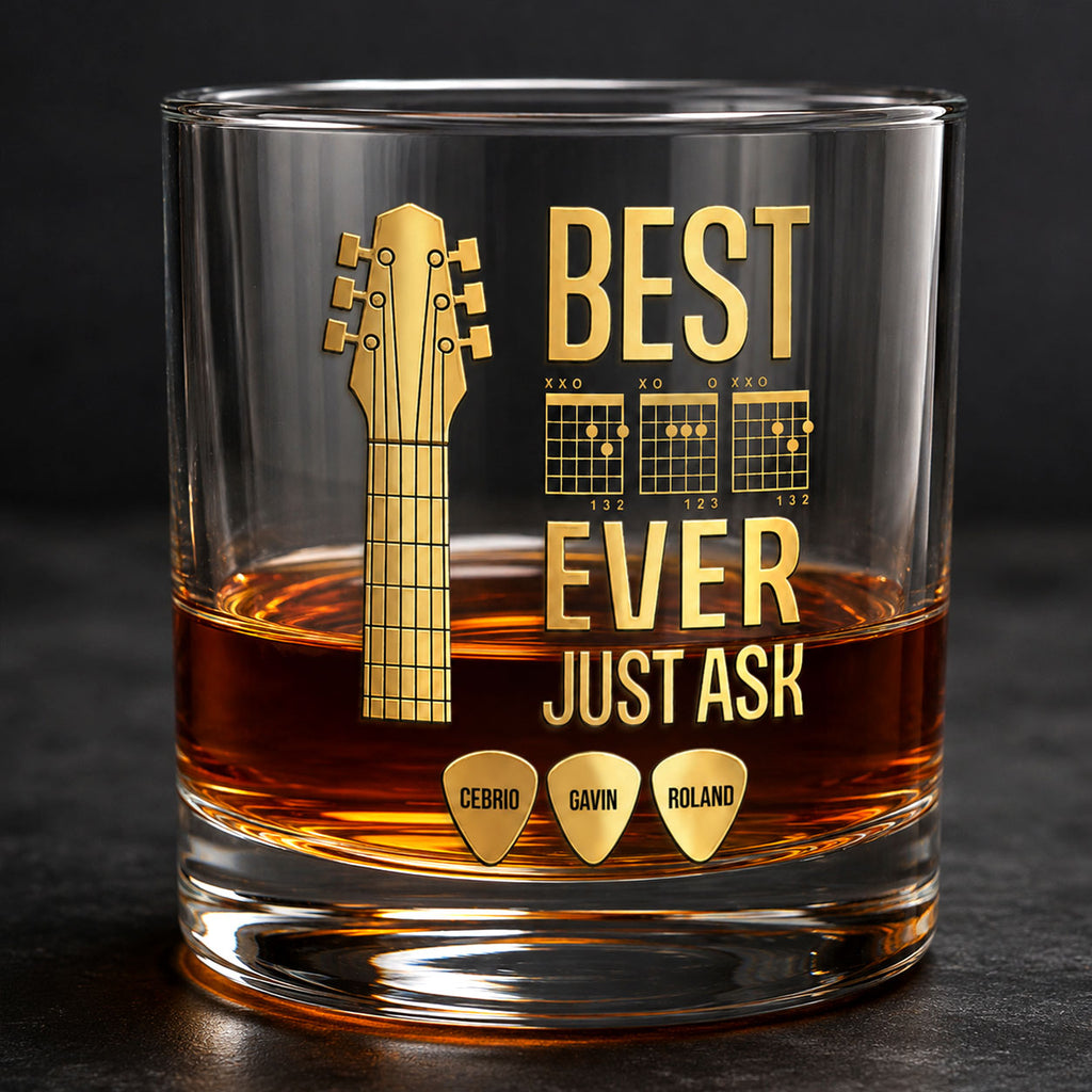 Music Dad - Personalized Round Whiskey Glass