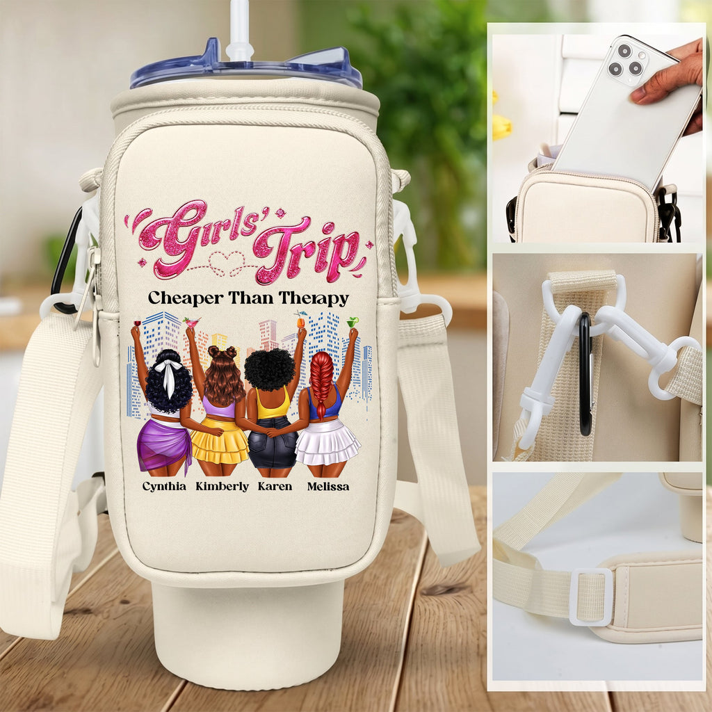 Girls' Trip Cheaper Than Therapy - Personalized Tumbler Holder Bag