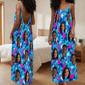 Tropical Funny Couple Upload Photo - Personalized Backless Cami Maxi Dress
