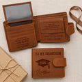 I'm In Heaven But I Won't Miss This Day - Personalized Men's Engraved Leather Wallet