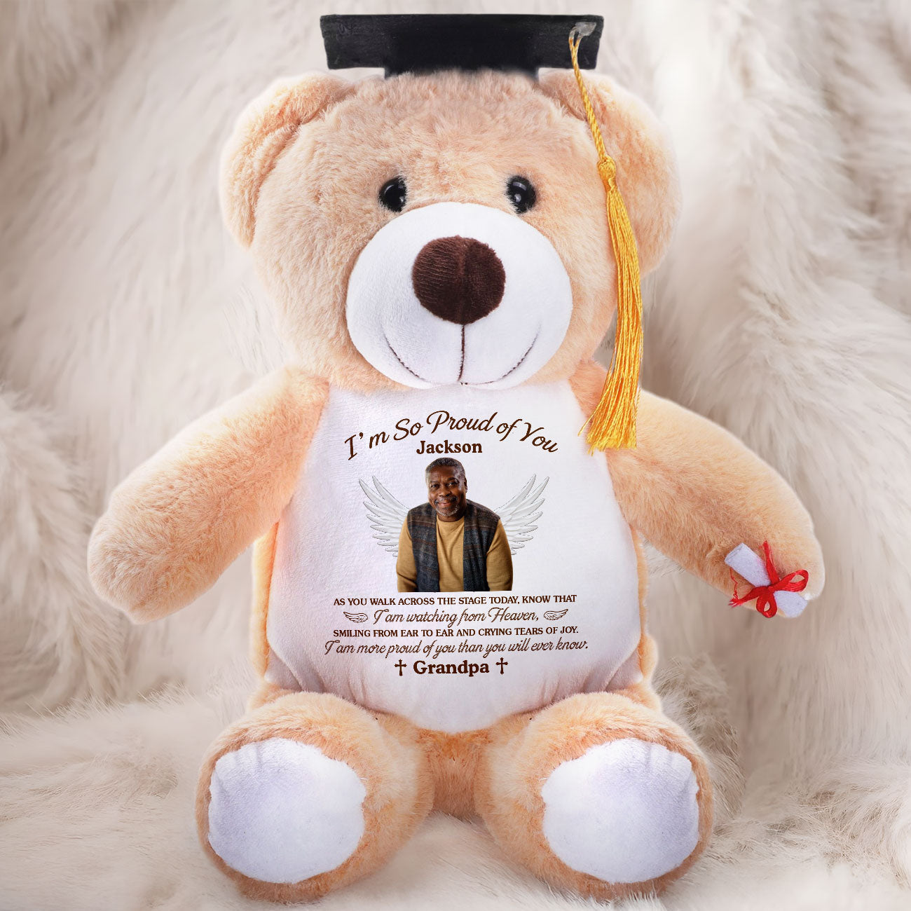 A Hug From Heaven On Graduation - Personalized Graduation Teddy Bear