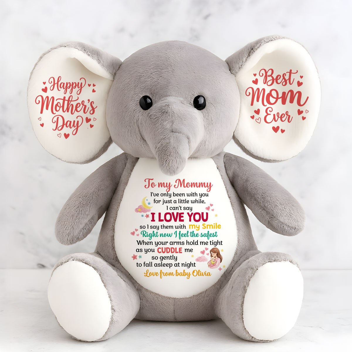 Right Now I Feel The Safest - Personalized Stuffed Elephant