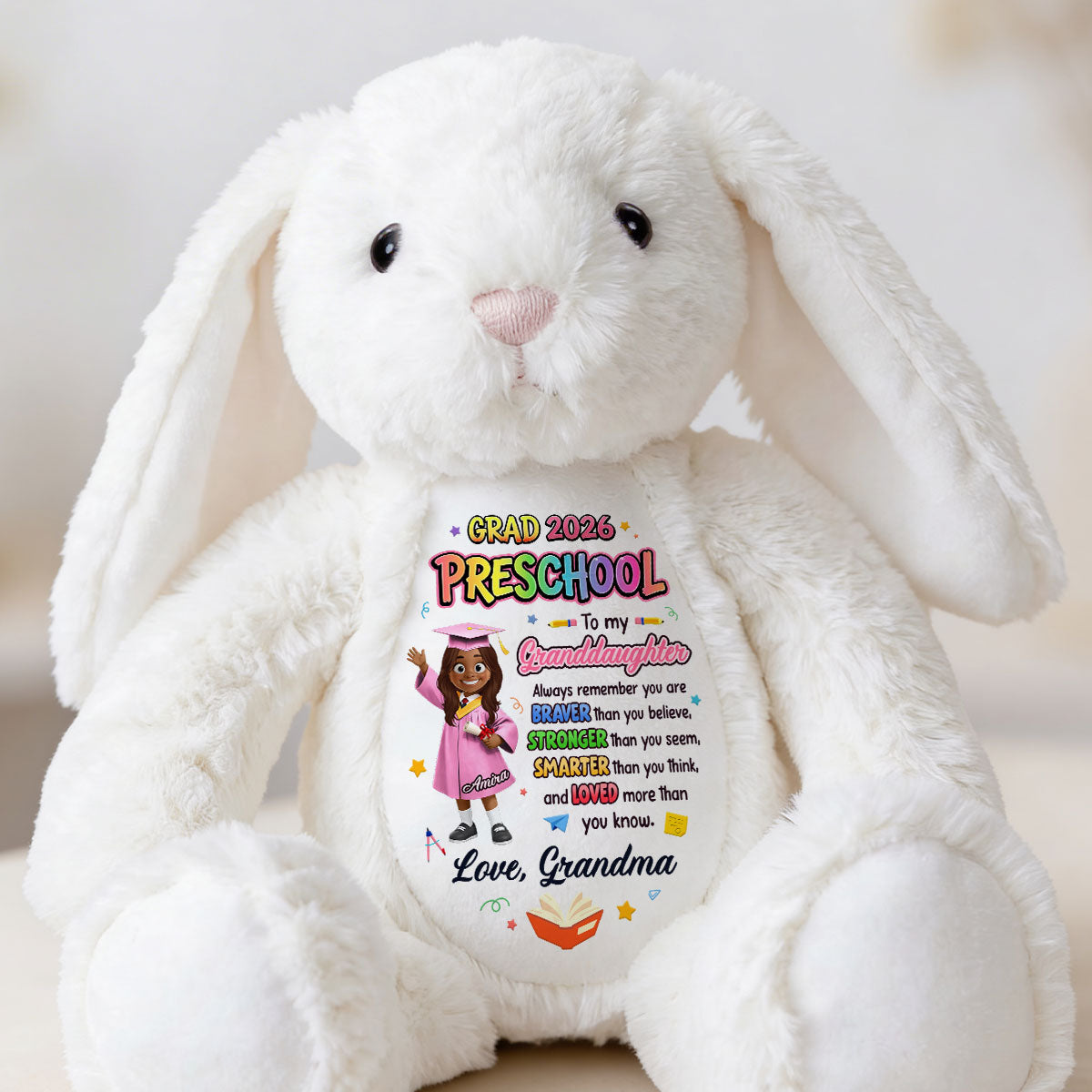 Preschool Kindergarten Graduation - Personalized Stuffed Bunny