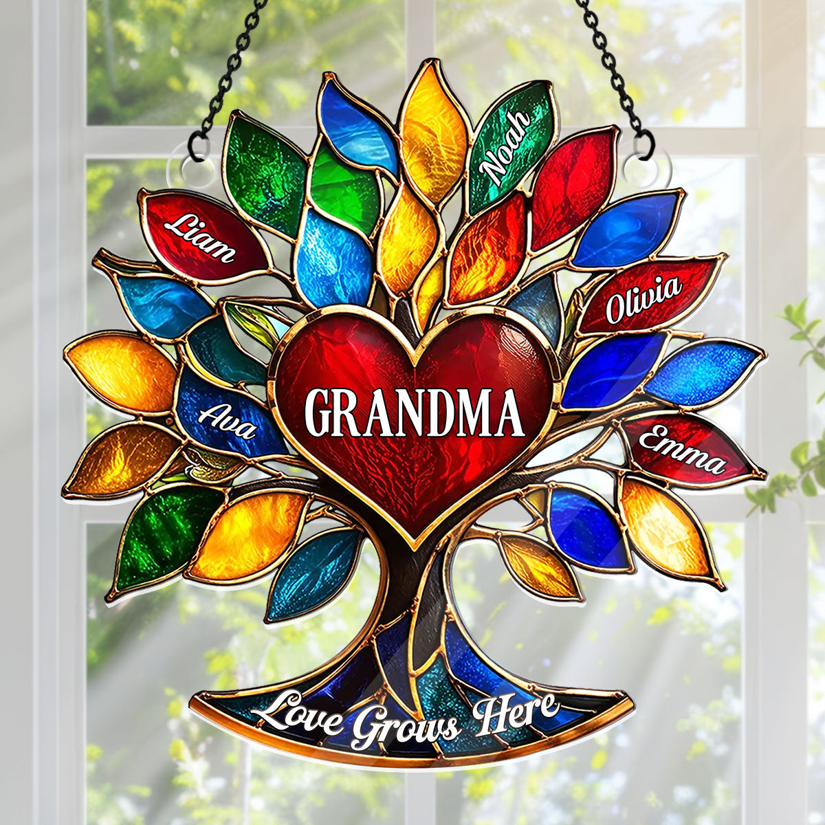 Love Grows Here - Personalized Acrylic Suncatcher