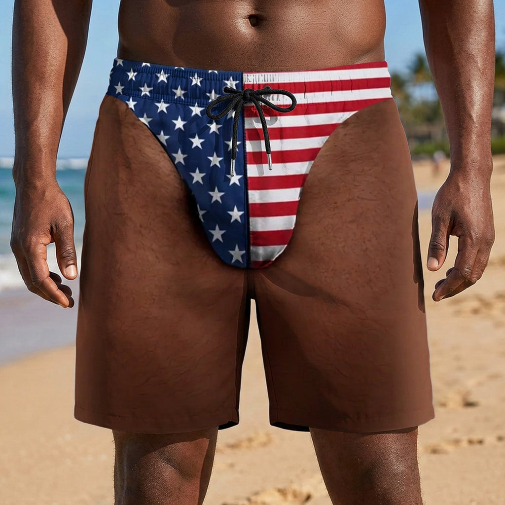 Freedom And Chill Summer Vacation And Travel Gifts For Men - Personalized Beach Shorts