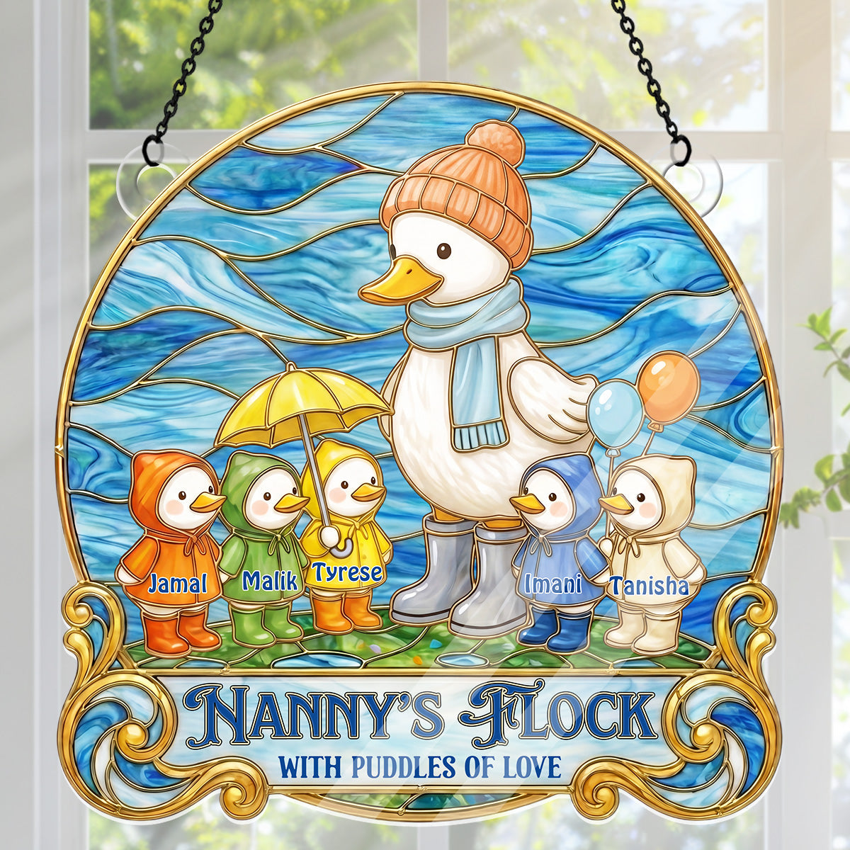 Raincoat Family Flock - Personalized Acrylic Suncatcher