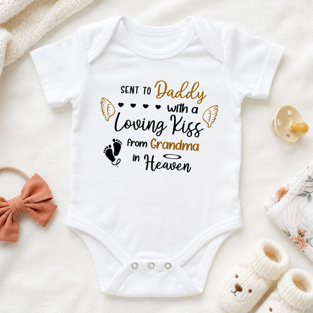 Sent To Daddy With A Loving Kiss - Personalized Baby Onesie