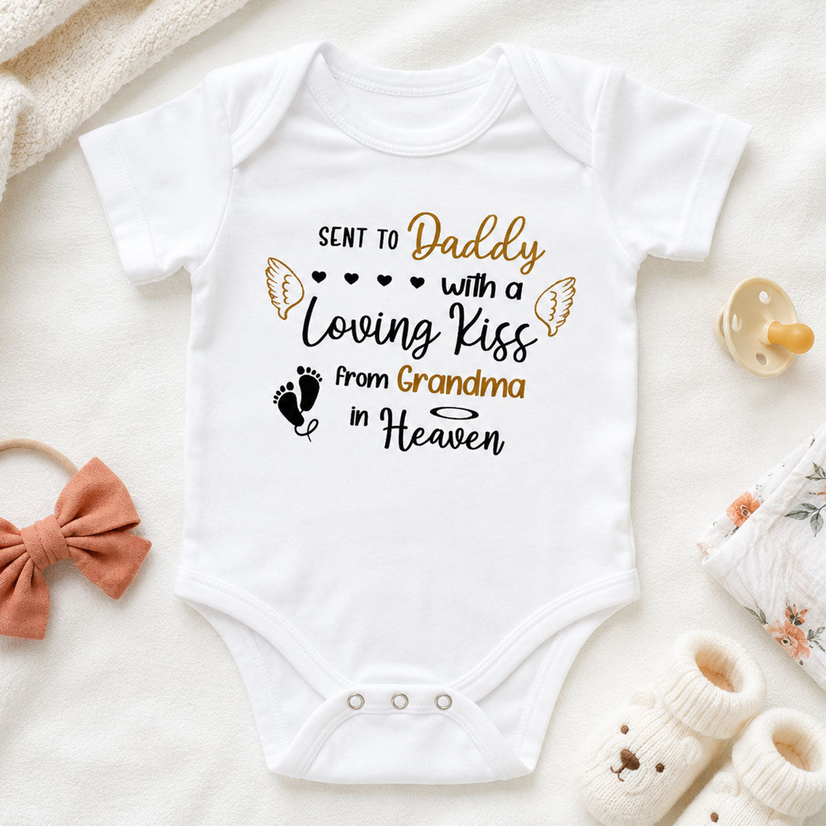 Sent To Daddy With A Loving Kiss - Personalized Baby Onesie
