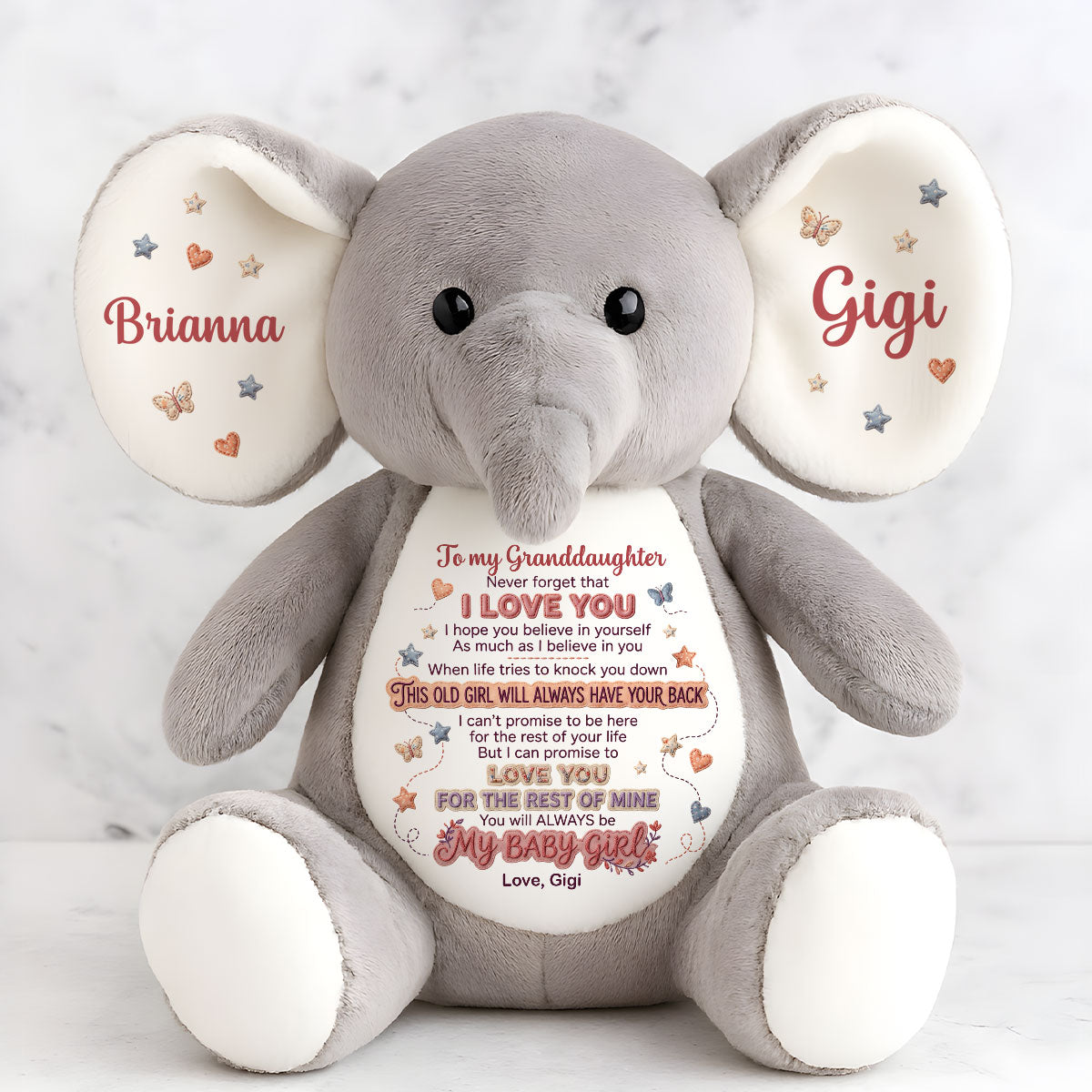 Never Forget That I Love You - Personalized Stuffed Elephant